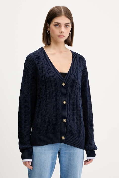Tommy Jeans kardigan bawełniany damski kolor granatowy lekki DW0DW21681 - zdjęcie produktu nr 1