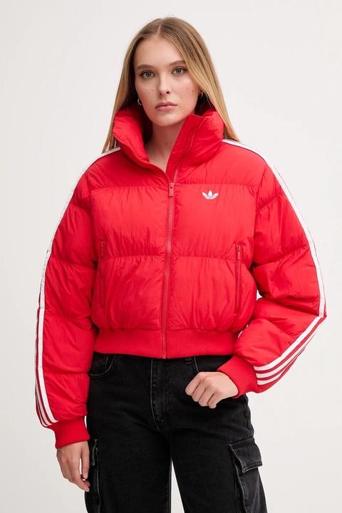 adidas Originals kurtka Cropped Puffer kolor czerwony przejściowa JX2966 - zdjęcie produktu nr 1
