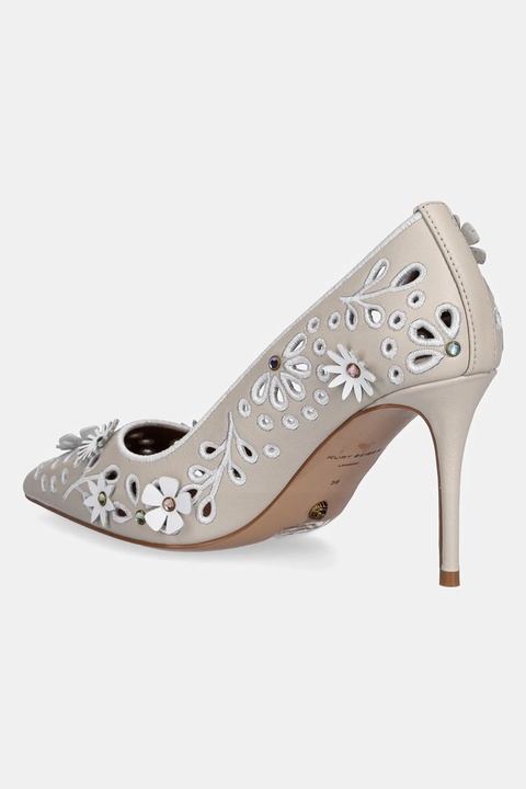 Kurt Geiger London szpilki skórzane Flower Belgravia kolor beżowy 4352544109 - zdjęcie produktu nr 1