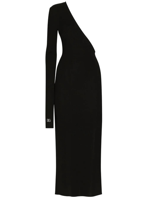 Dolce & Gabbana detachable-sleeve one-shoulder midi dress - Black - zdjęcie produktu nr 1