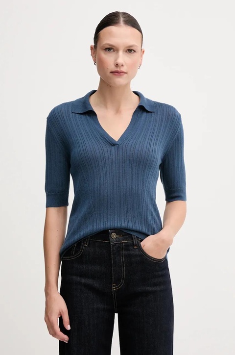 United Colors of Benetton polo damski kolor niebieski 123VD3018 - zdjęcie produktu nr 1
