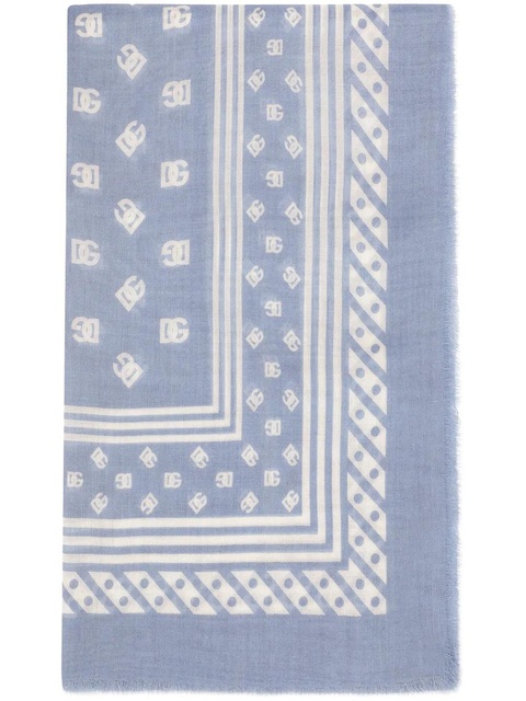 Dolce & Gabbana logo-print frayed scarf - Blue - zdjęcie produktu nr 1