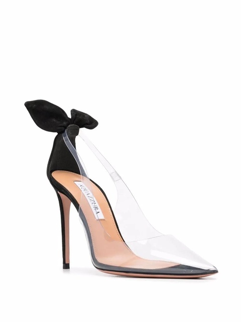 Aquazzura bow detail transparent stilettos - Black - zdjęcie produktu nr 2