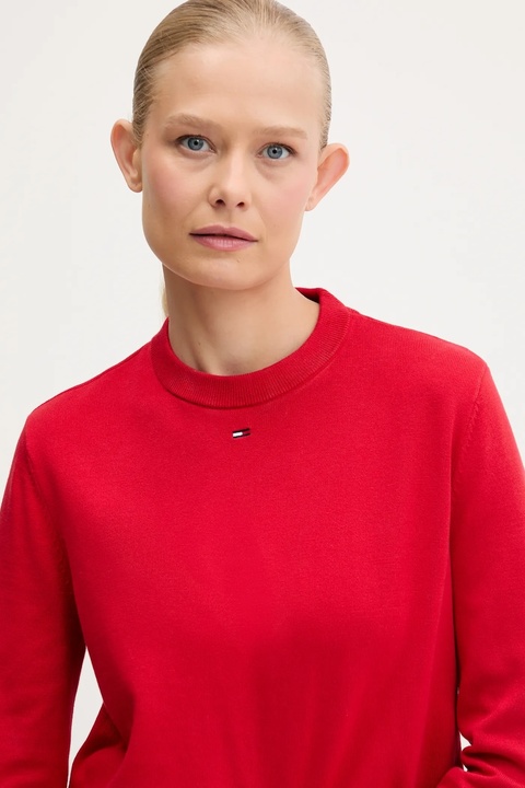 Tommy Jeans sweter bawełniany kolor czerwony lekki DW0DW20159 - zdjęcie produktu nr 2