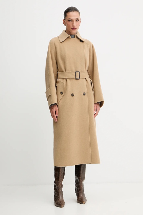 Weekend Max Mara płaszcz wełniany CADINE kolor beżowy 2525016022600 - zdjęcie produktu nr 1