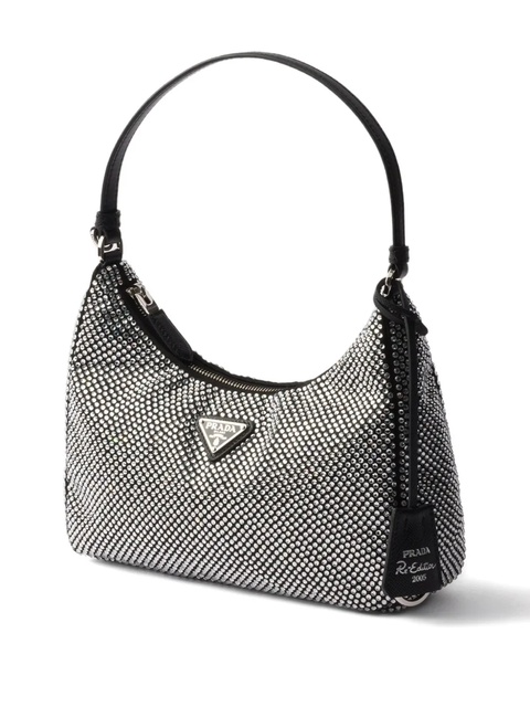 Prada mini Re-Edition 2005 crystal-embellished shoulder bag - Grey - zdjęcie produktu nr 2