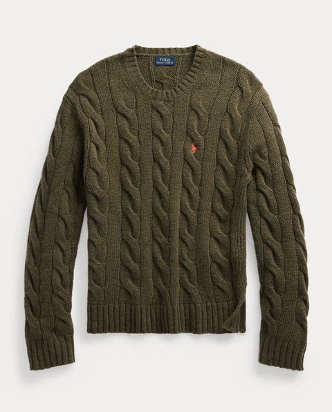 RALPH LAUREN - Oliwkowy wełniany sweter Relaxed Fit - zdjęcie produktu nr 1