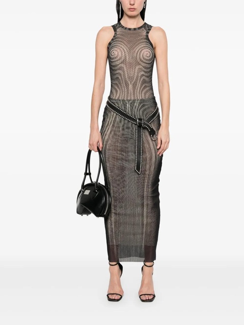 Jean Paul Gaultier Spiral mesh maxi skirt - Black - zdjęcie produktu nr 1