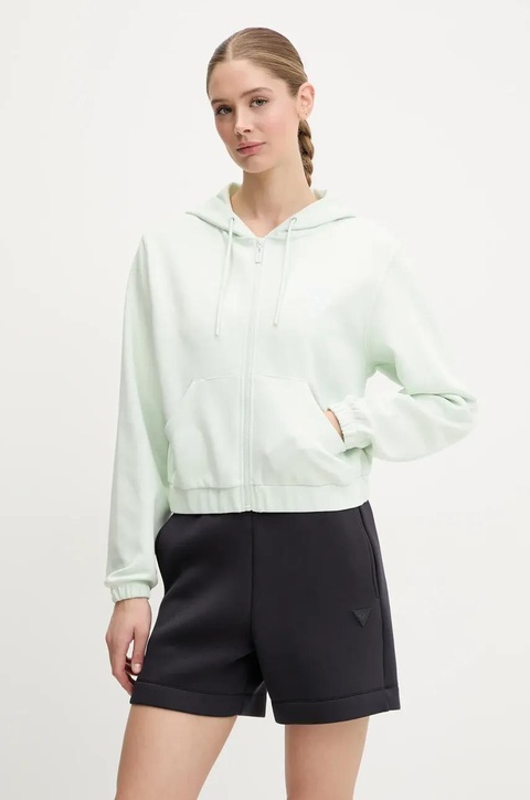Guess bluza ROBERTA damska kolor turkusowy z kapturem z aplikacją V5RQ20 KC3D2 - zdjęcie produktu nr 1