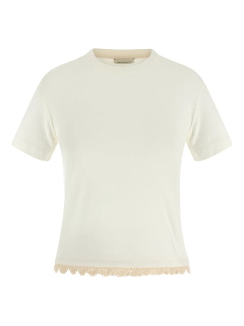 Magda Butrym crochet-hem crew-neck T-shirt - White - zdjęcie produktu nr 1