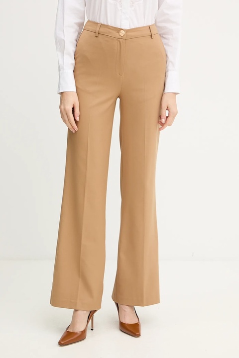 Morgan spodnie PETAL.F damskie kolor beżowy proste high waist PETAL.F - zdjęcie produktu nr 1