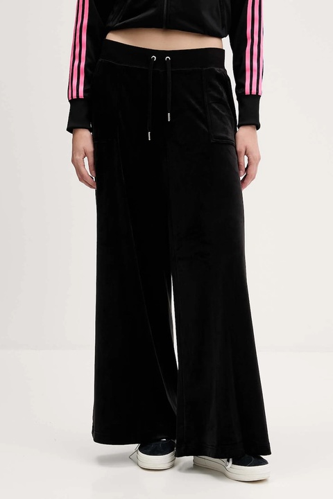 Juicy Couture spodnie dresowe welurowe damskie kolor czarny melanżowe JCBBJ225803 - zdjęcie produktu nr 1