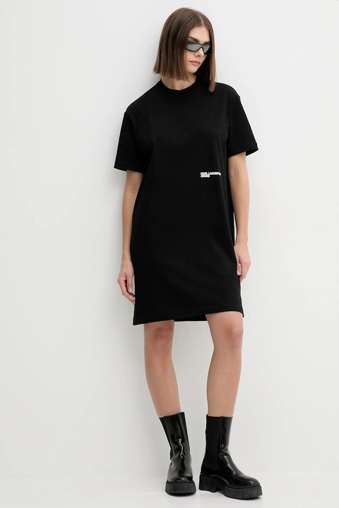 Karl Lagerfeld Jeans sukienka bawełniana kolor czarny mini oversize A4W13054 - zdjęcie produktu nr 2