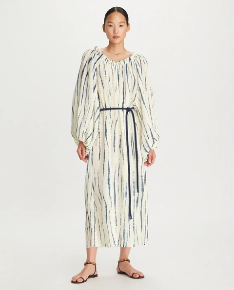 TORY BURCH - Sukienka midi z bufiastymi rękawami - zdjęcie produktu nr 1