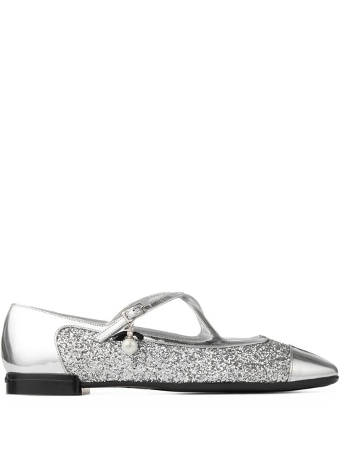 Jimmy Choo Eleri glitter-leather ballet flats - Silver - zdjęcie produktu nr 1