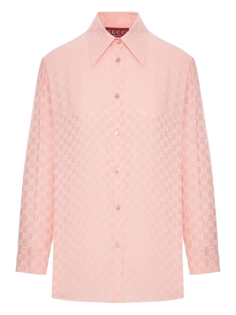 Gucci GG-jacquard silk shirt - Pink - zdjęcie produktu nr 2
