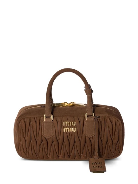 Miu Miu Arcadie puffed leather bowling bag - Brown - zdjęcie produktu nr 1