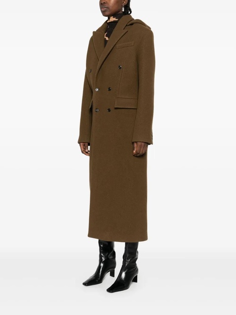 Nanushka detachable-hood double-breasted coat - Brown - zdjęcie produktu nr 1
