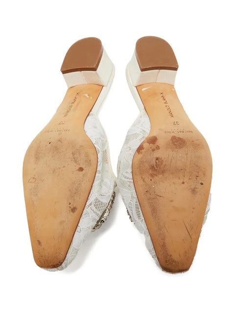Manolo Blahnik pre-owned 35mm lace mules - White - zdjęcie produktu nr 2