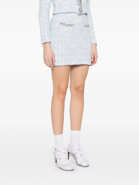 Self-Portrait checked knitted mini skirt - Blue - zdjęcie produktu nr 2