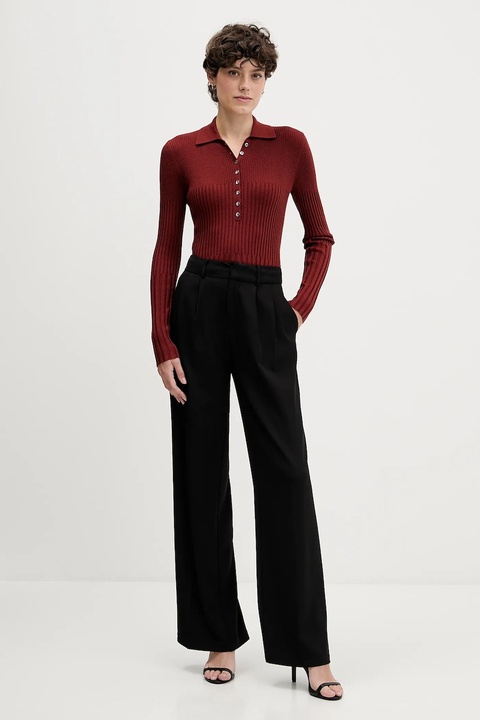 Sisley sweter z dodatkiem wełny damski kolor czerwony lekki 1QNQL300E - zdjęcie produktu nr 2