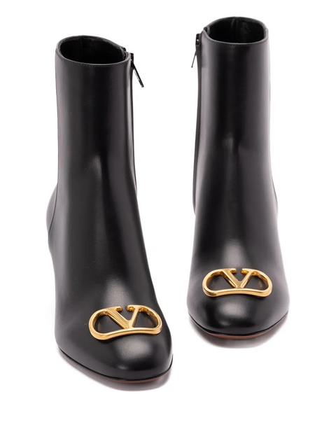 Valentino Garavani 60mm logo-plaque leather boots - Black - zdjęcie produktu nr 2