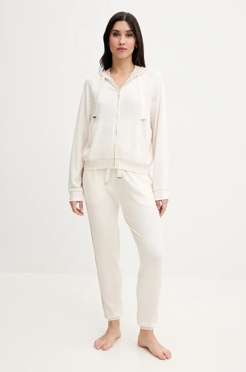 BOSS bluza lounge kolor biały z kapturem gładka 50535842 - zdjęcie produktu nr 2