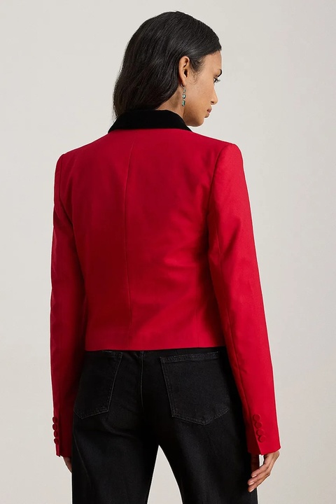 Lauren Ralph Lauren marynarka z dodatkiem wełny kolor bordowy jednorzędowa gładka 200979974 - zdjęcie produktu nr 2