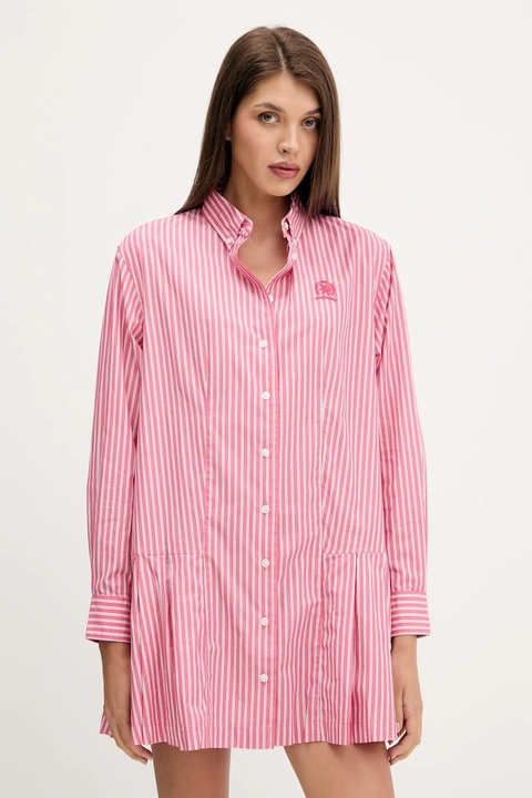 Tommy Jeans sukienka bawełniana kolor różowy mini rozkloszowana DW0DW21786 - zdjęcie produktu nr 1