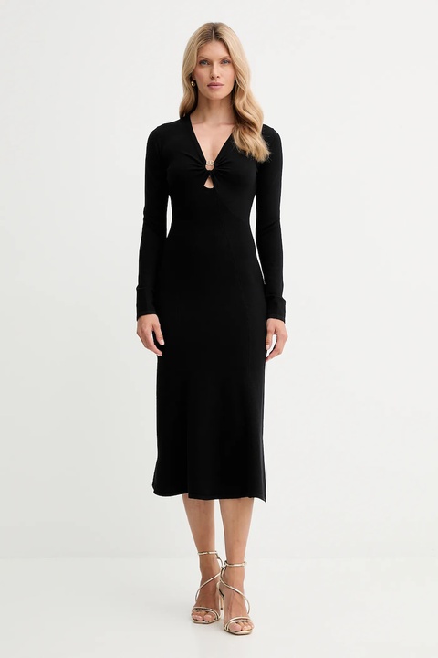 Twinset sukienka kolor czarny midi rozkloszowana 252TP3140 - zdjęcie produktu nr 1