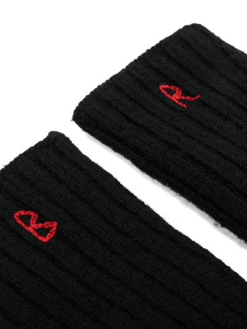 Ruslan Baginskiy ribbed embroidered gloves - Black - zdjęcie produktu nr 1