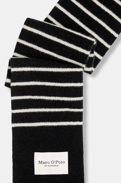 Marc O'Polo szalik wełniany damski kolor granatowy wzorzysty 600605402133 - zdjęcie produktu nr 1