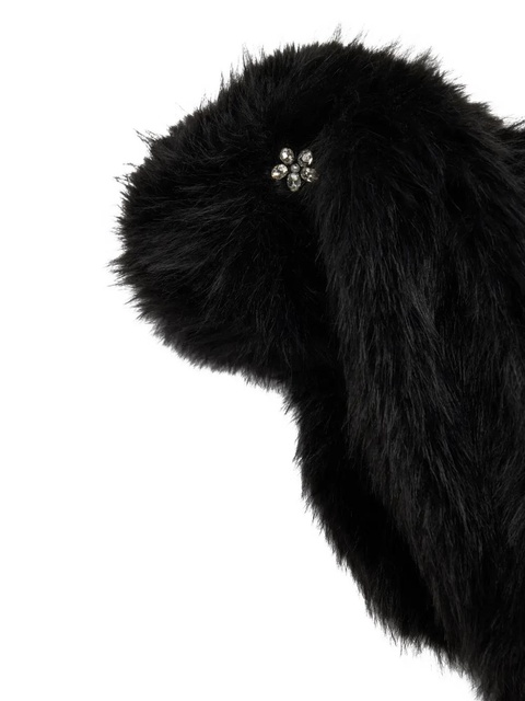 Simone Rocha faux-fur flower-appliqué scarf - Black - zdjęcie produktu nr 1