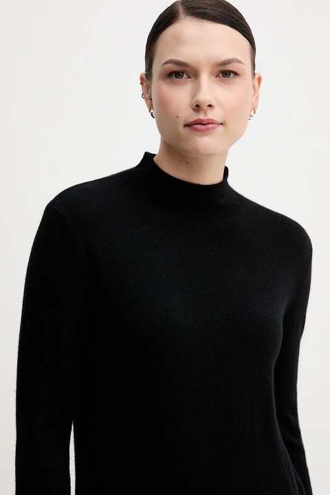 Sisley sweter z dodatkiem wełny damski kolor czarny lekki z półgolfem 122WL202B - zdjęcie produktu nr 2