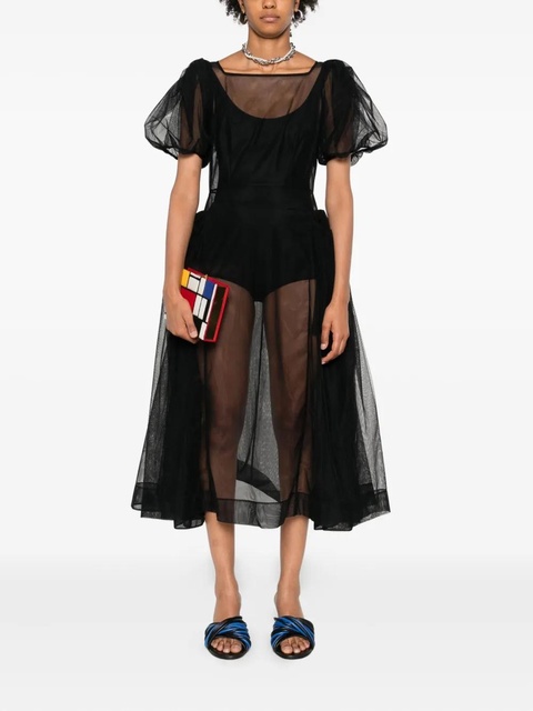 Simone Rocha puff-sleeve sheer dress - Black - zdjęcie produktu nr 2