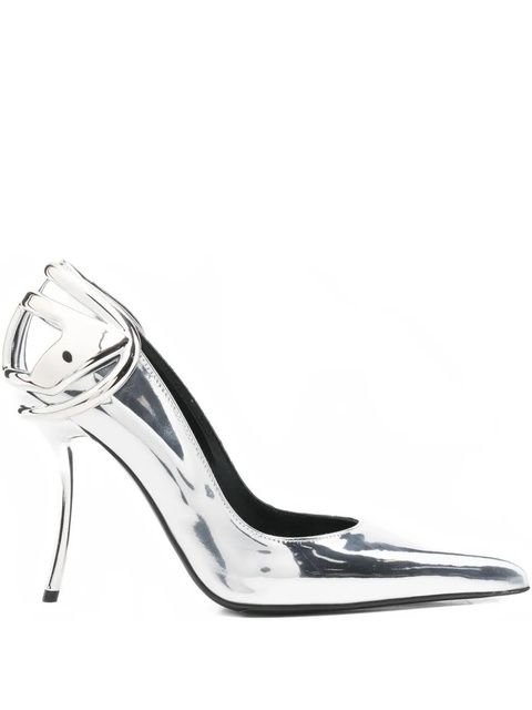Diesel 105mm pointed toe logo pumps - Silver - zdjęcie produktu nr 1