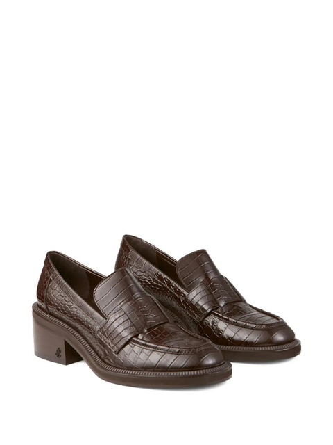 Jimmy Choo 50mm Tylor crocodile-effect leather loafer pumps - Brown - zdjęcie produktu nr 1