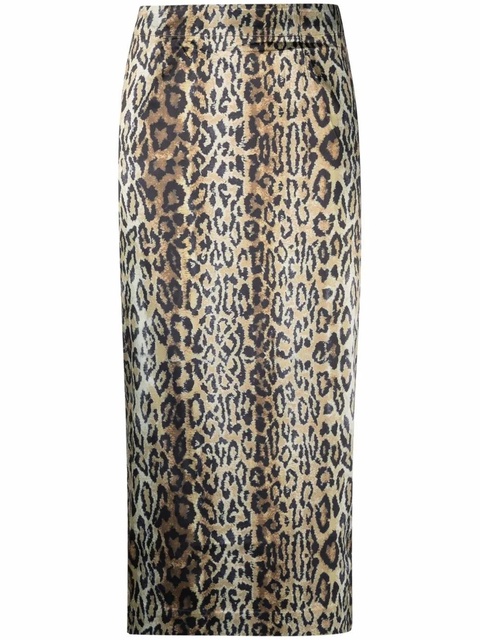 ROTATE BIRGER CHRISTENSEN Tasha animal-print pencil skirt - Neutrals - zdjęcie produktu nr 1