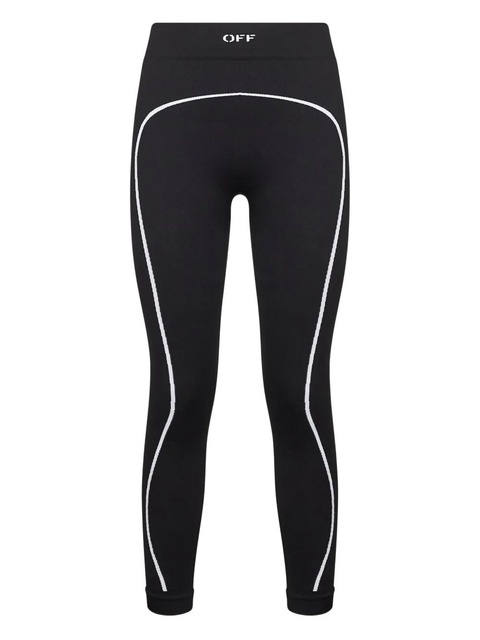 Off-White stripe-detail ribbed leggings - Black - zdjęcie produktu nr 1