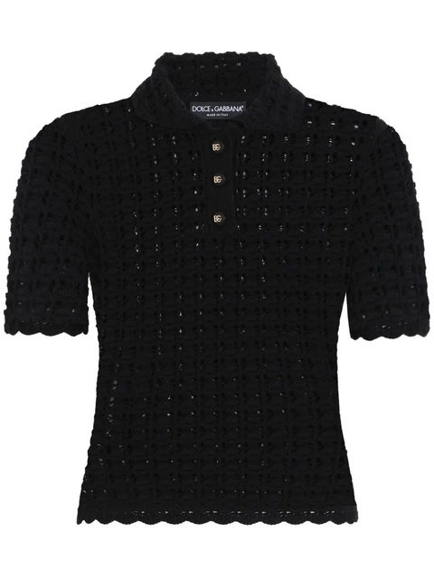 Dolce & Gabbana open-knit polo shirt - Black - zdjęcie produktu nr 1