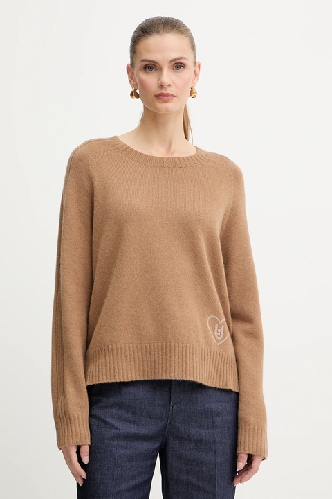 Liu Jo sweter z dodatkiem wełny damski kolor brązowy MF5444 MS76L - zdjęcie produktu nr 1