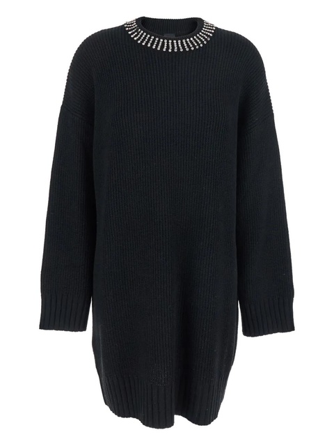 PINKO crystal-embellished ribbed mini dress - Black - zdjęcie produktu nr 1