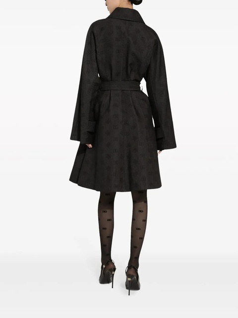 Dolce & Gabbana logo-jacquard belted trench coat - Black - zdjęcie produktu nr 2