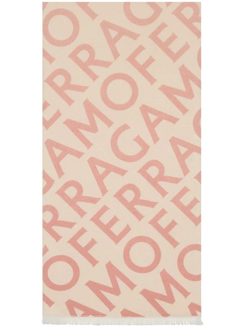 Ferragamo logo intarsia-knit fringed scarf - Neutrals - zdjęcie produktu nr 1