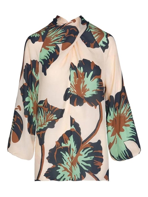 Johanna Ortiz floral-print tie-neck tunic - Neutrals - zdjęcie produktu nr 1