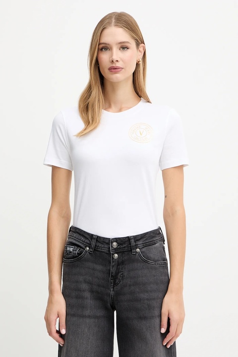 Versace Jeans Couture t-shirt damski kolor biały 79HAHT01 CJ03T - zdjęcie produktu nr 1