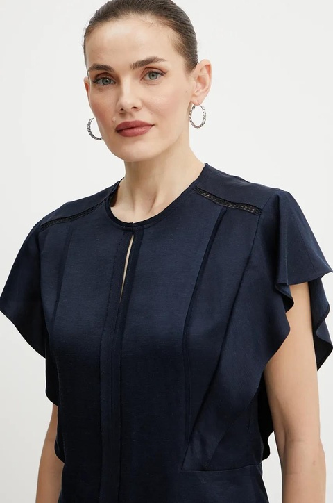 BOSS bluzka damska kolor granatowy gładka 50540635 - zdjęcie produktu nr 2