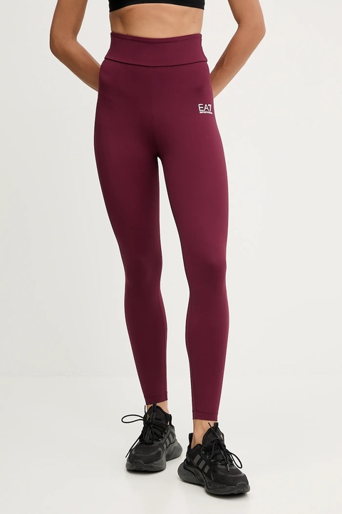 EA7 Emporio Armani legginsy treningowe kolor bordowy gładkie AF12625.7W000232 - zdjęcie produktu nr 1