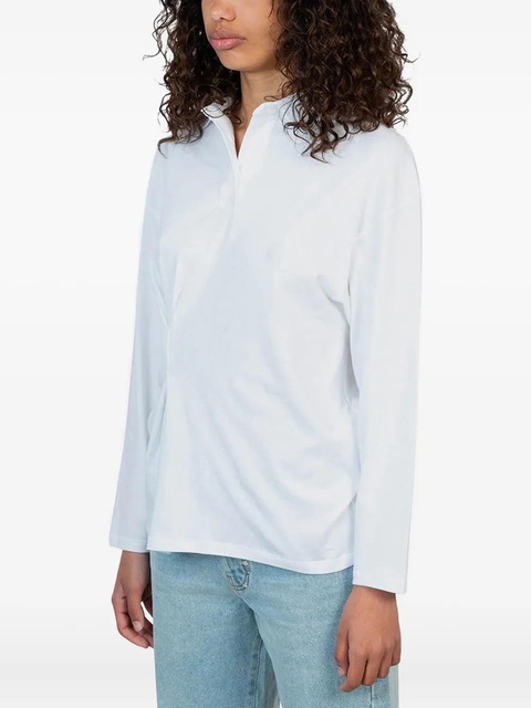 Gimaguas long-sleeve gathered-detail polo shirt - WHITE - zdjęcie produktu nr 2