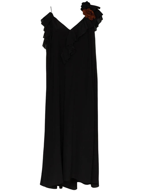 Victoria Beckham ruffle trim midi dress - Black - zdjęcie produktu nr 1